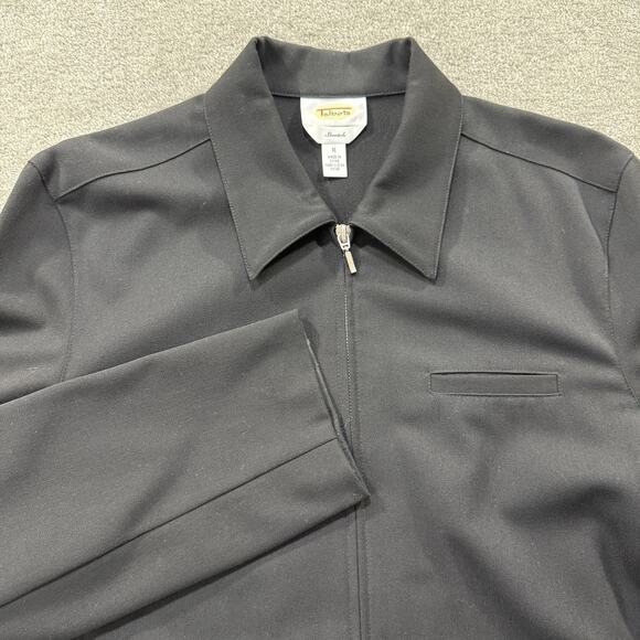 Talbots Womens Black Stretch Zip Front‎ Jacket Medium Collared Long Sleeve Top - Picture 1 of 8